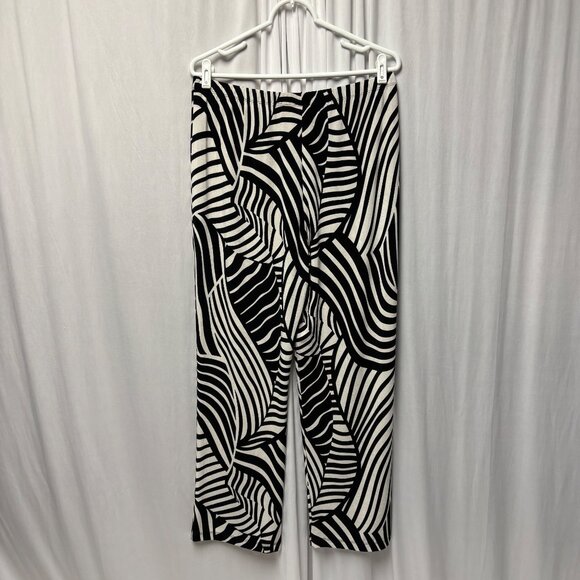 Chicos Travelers Slinky Stretch Pants Womens Sz 2 Large Zebra Print Black White - Picture 2 of 8